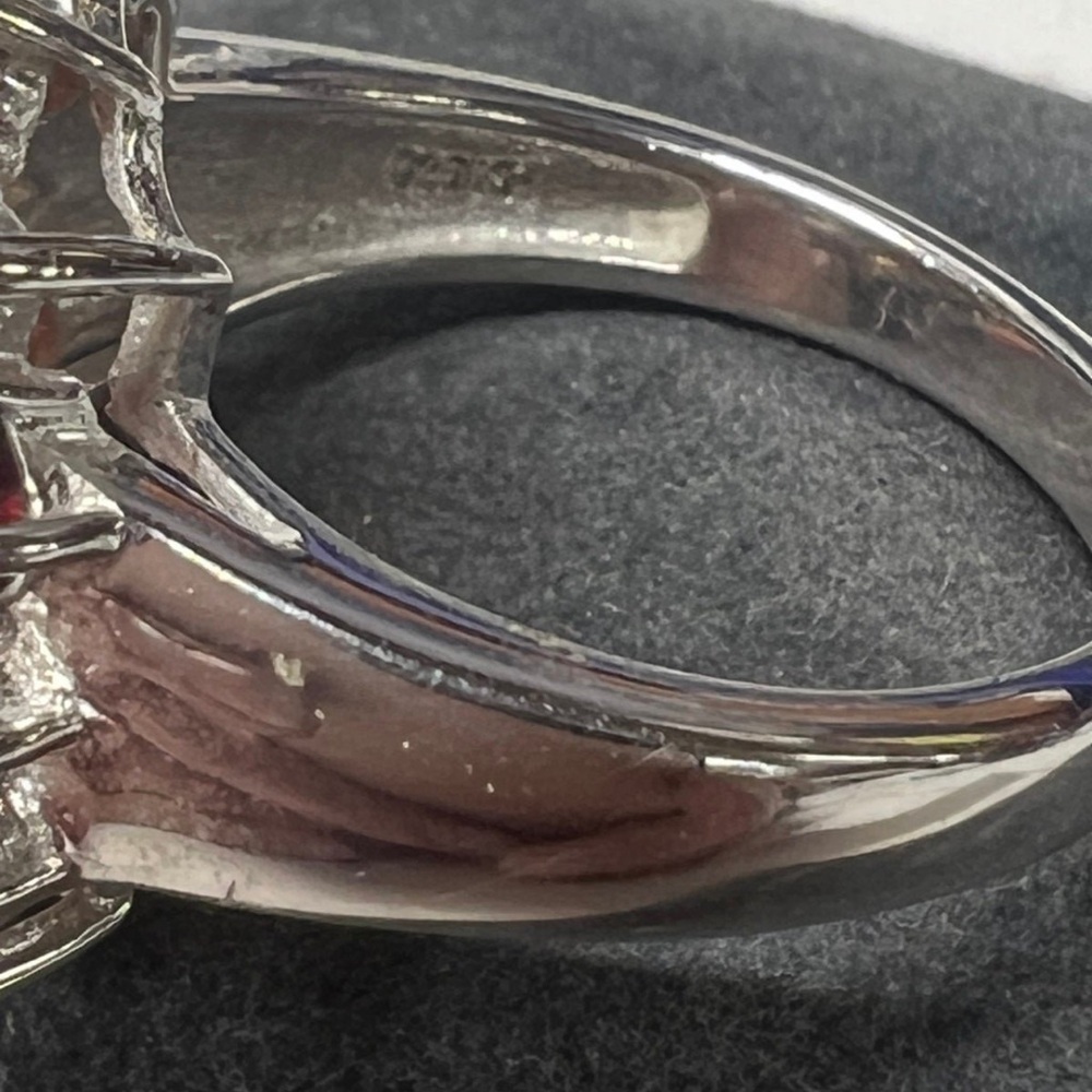 Vintage Baltic Amber Citrine & Garnet Sterling Silver Cocktail Ring - Picture 12 of 15